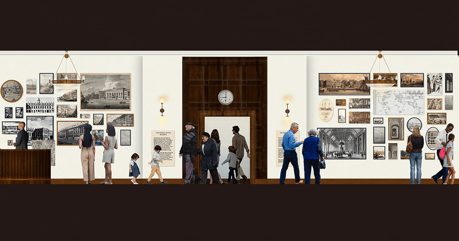 A display of historic images will uncover the history of Custom House in the Lobby.